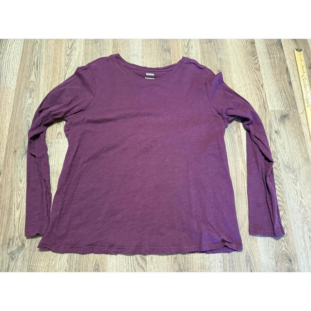 Sonoma Goods For Life Everyday Tee Womens Medium Purple Long Sleeve Cotton Top